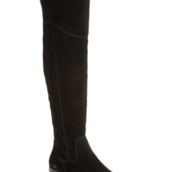 NEW VINCE CAMUTO Boots Kreesell Black Suede Leather SUEDE Knee High Boots TALL - Picture 3 of 9